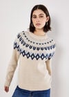 Fair Isle Chunky Knit Jumper, Stone, large