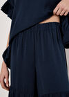 Wide Leg Tiered Trousers, Navy, large