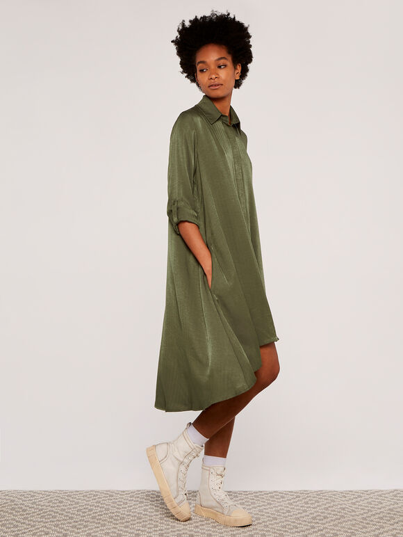  Twill Shirt Dress, Khaki, large