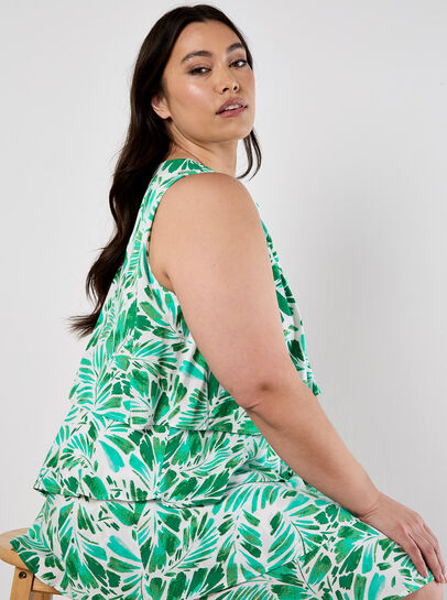 Tropical Leaf Layered Dress