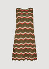 Chevron Crochet Shift Mini Dress, Khaki, large