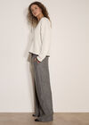 Cable Knit Tipped Cricket Jumper, White, large