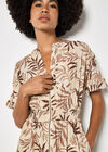Tropical Leaf Zip-Down Midi Dress, Stone, large