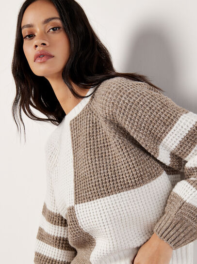 Colour Block Waffle Knit Jumper