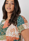 Curve Ditsy Patchwork Print Midi Dress, Green, large