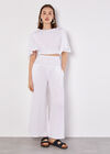 Textured Cotton Crop Top, White, large