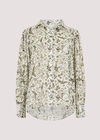 Illustrated Birds Chiffon Shirt, Cream, large