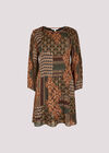 Patchwork Plisse Mini Dress, Khaki, large