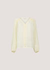Crochet Insert Shimmer Blouse, Stone, large