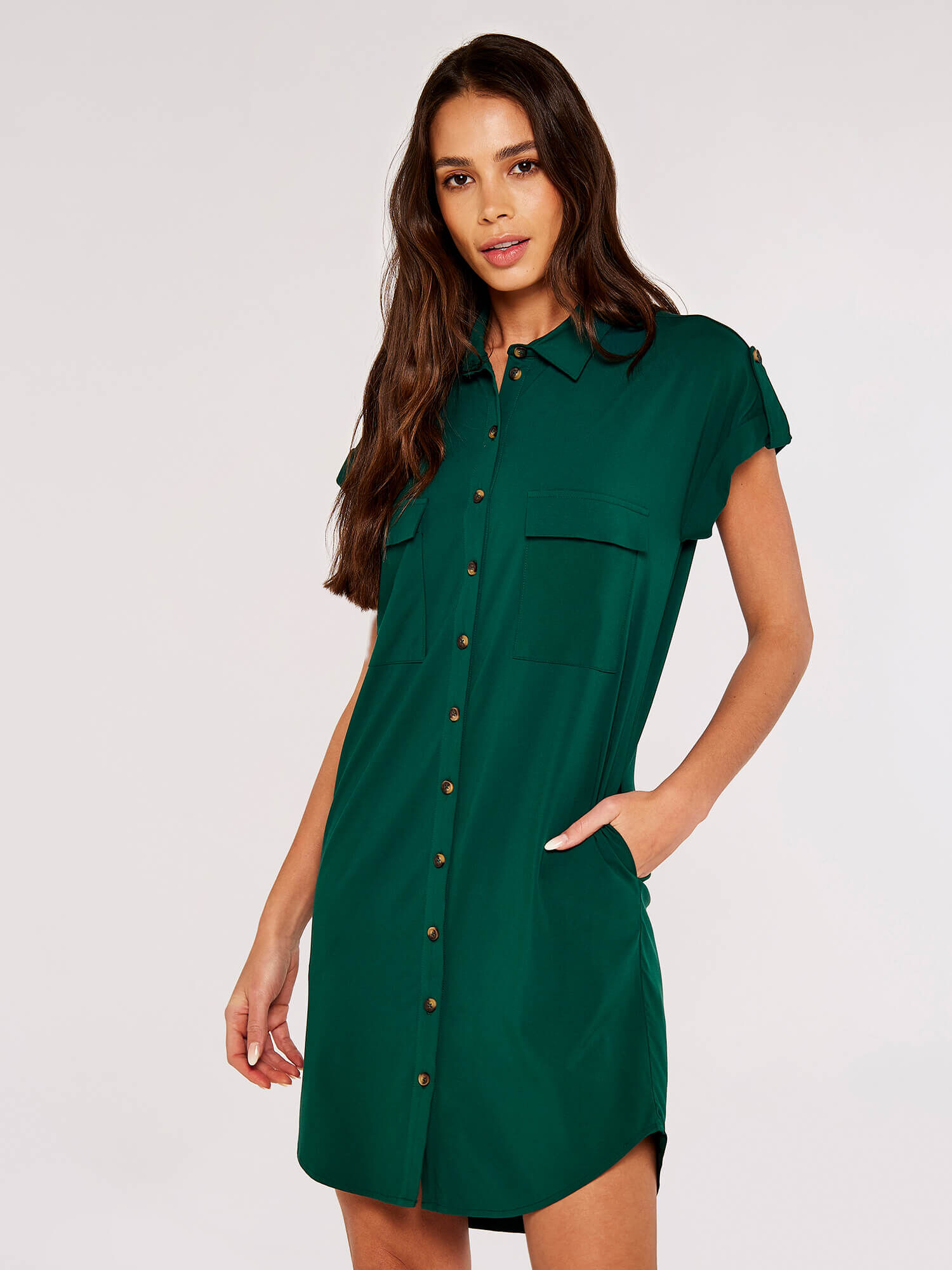 Sleeveless Shirt Mini Dress Apricot Clothing