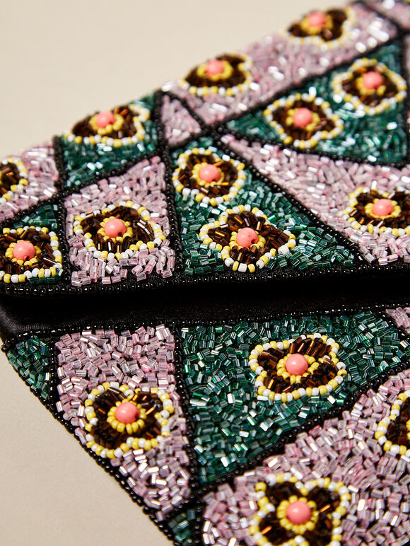 Floral Embellished Clutch Bag, Assorted, large