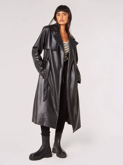 Leather-Look Trench Coat