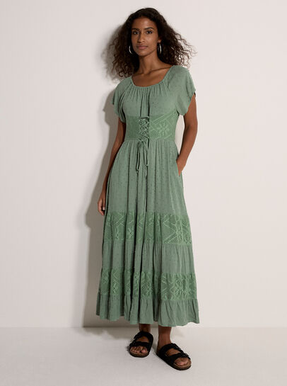 Lace Detail Corset Maxi Dress