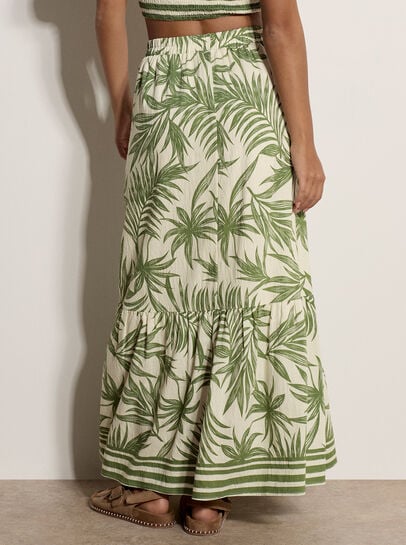 Palm Print Midi Skirt