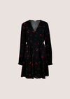 Cherry Print Crepe Mini Dress, Black, large