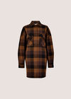 Oversized Check Shirt Mini Dress, Brown, large