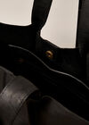 Leather Tote Bag, Black, large
