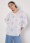 Embroidered Floral Blouse, Blue, large