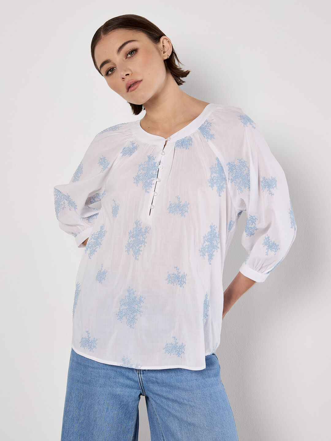 Image of Embroidered Floral Blouse