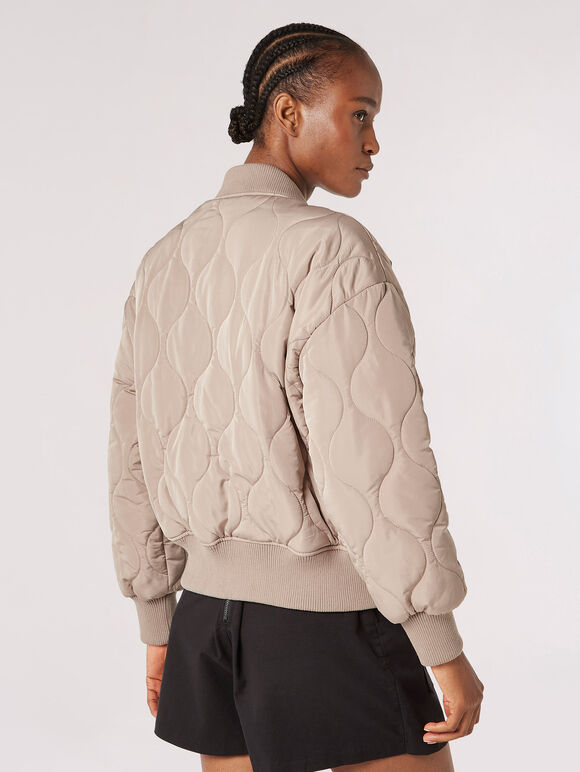 Quilted Bomber Jacket, Stone, large