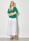 Textured V-Neck Blouse, Green, large