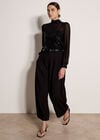 Sequin Embellished Chiffon Top, Black, large