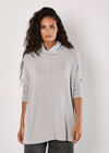 Roll Neck Soft Touch Oversized Top, Grey, large