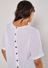 Textured Cotton Button Back T-Shirt, White, large