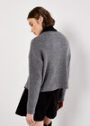 Soft Ribbed Knit Cardigan, Grey, large