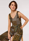 Patchwork Tile Culotte Jumpsuit, Green, large