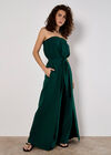 Cotton Wrap Bandeau Jumpsuit, Green, large