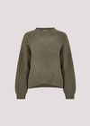 Chunky Cable Knit Jumper, Khaki, large