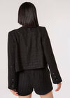 Metallic Sparkle Tailored Tweed Jacket, Black, large