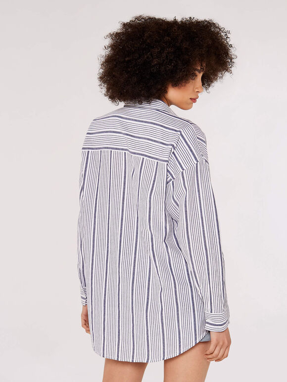 Striped Oversize Shirt, Cream, large