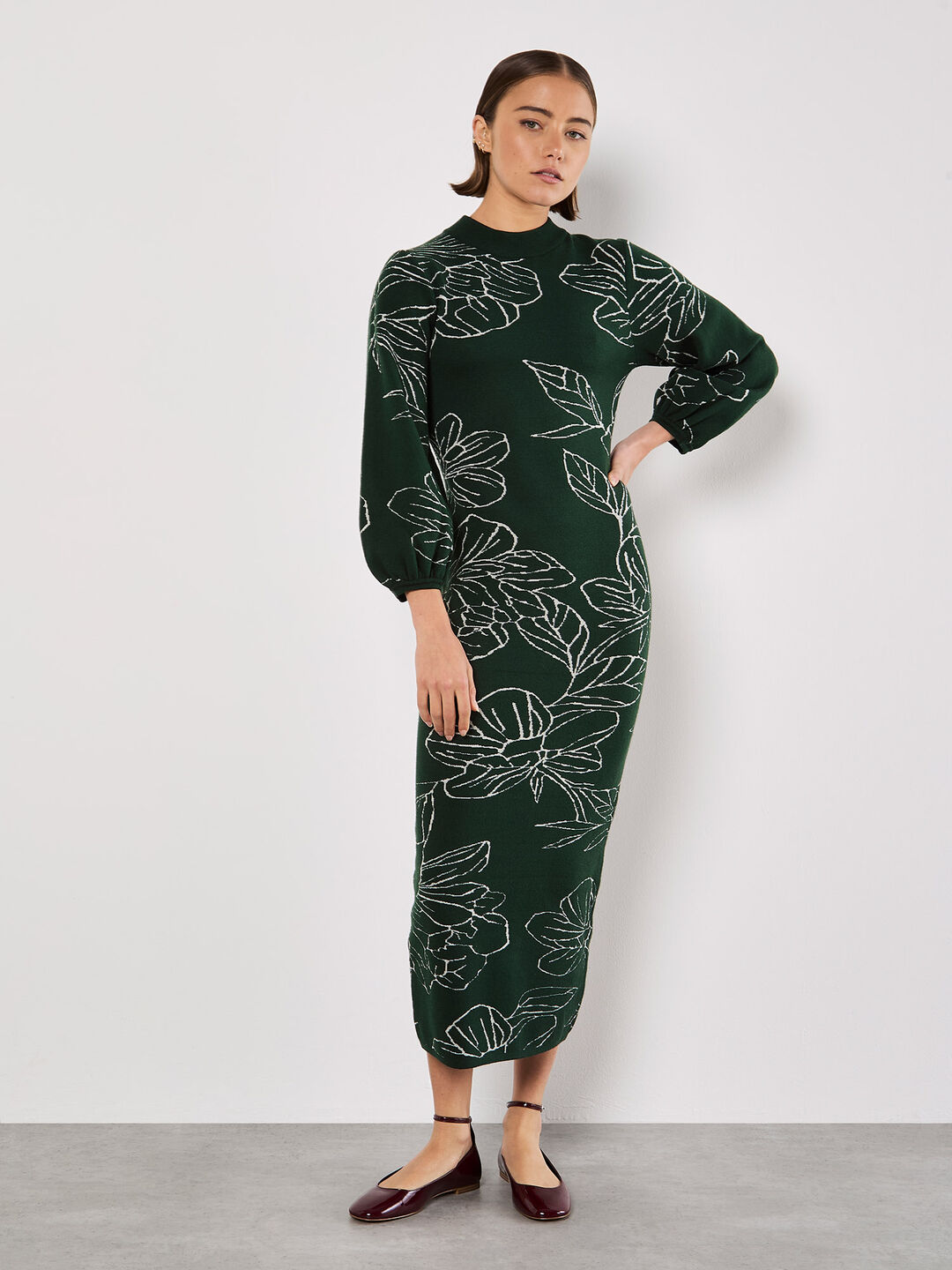 Image of Floral Knitted Midi Dress