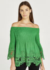 Bardot Smock Top, Green, large