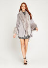 Faux Fur Edge And Cuff Cape, Grey, large
