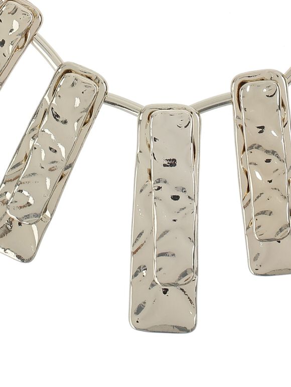 Hammered Rectangles Necklace, Gold, large