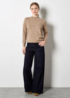 Embroidered Hearts Fine Knit Jumper, Stone, large