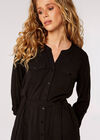Utility Shirt Mini Dress , Black, large