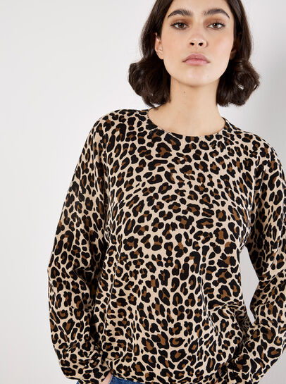 Ribbed Knit Leopard Jumper