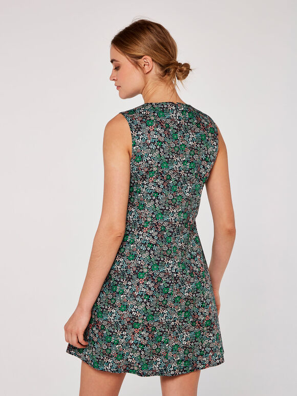 Retro DitsyTrapeze Dress, Navy, large