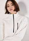 Zip Down Premium Fleece Jumper, White, large