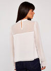 Sheer Dobby Long Sleeve Tiered Top, Cream, large