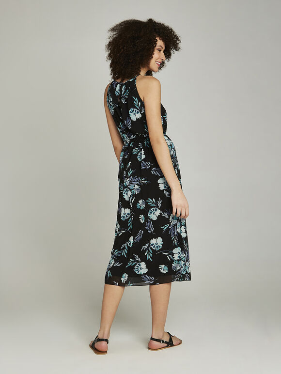 Ovacome Teal Floral Midi Dress, Teal, large