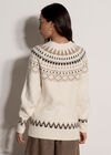 Cotton Blend Brushed Fair Isle Jumper, Cream, large