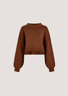 Ribbed Knit Cropped Jumper, Rust, large
