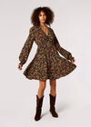 Ditsy Floral Tiered Mini Dress, Black, large