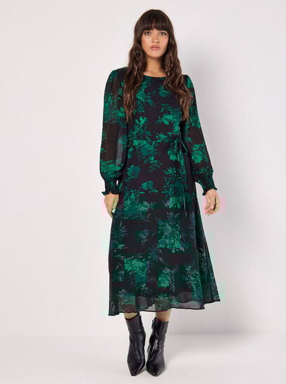 Silhouette Floral Chiffon Midaxi Dress