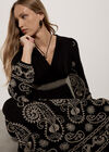 Paisley Embroidered Maxi Dress, Black, large